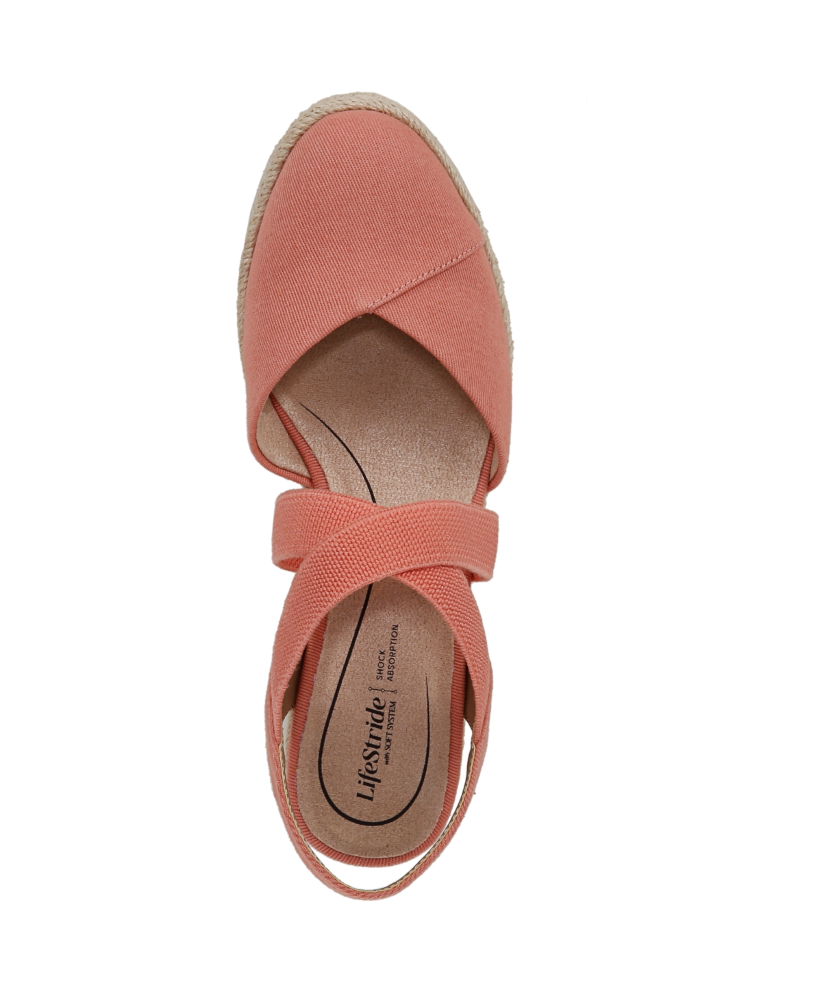 Shop Lifestride Women's Kimball Wedge Espadrilles In Coral Pink Canvas Fabric