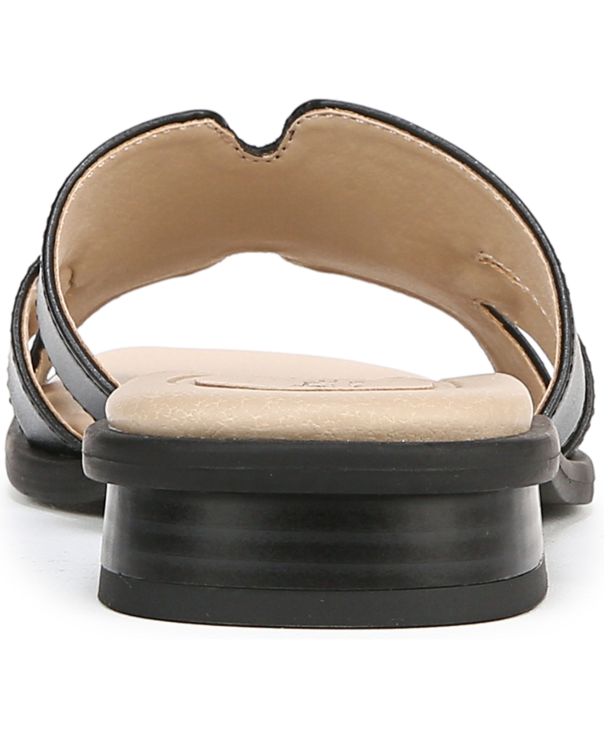 Lifestride Women's Royalty Bit Square Open Toe Slide Sandals In Black Faux Leather