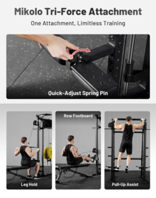 Smith Machine, 2200lbs Squat Rack with LAT-Pull Down System & Cable Crossover Machine, Training Equipment with Leg Hold-Down Attachment