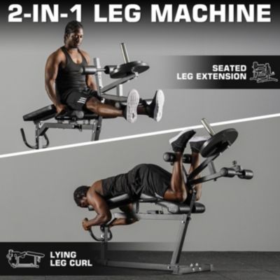 Leg Extension and Curl Machine, Adjustable Leg Rotary Extension Machine for Lower Body Workouts, Leg Machine with Plate Loaded for Home Gym