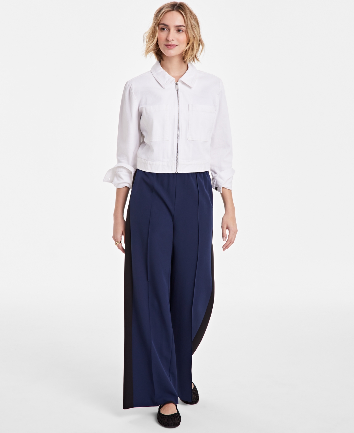 Women's Mid-Rise Side-Stripe Wide-Leg Pants - Intrepid Blue
