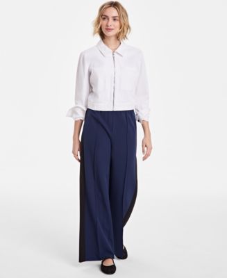 【新品未使用】TELMA WASHI Stripe Wide Pants 34 On 34th Women's Mid-Rise Side-Stripe Wide-Leg Pants - Macy's