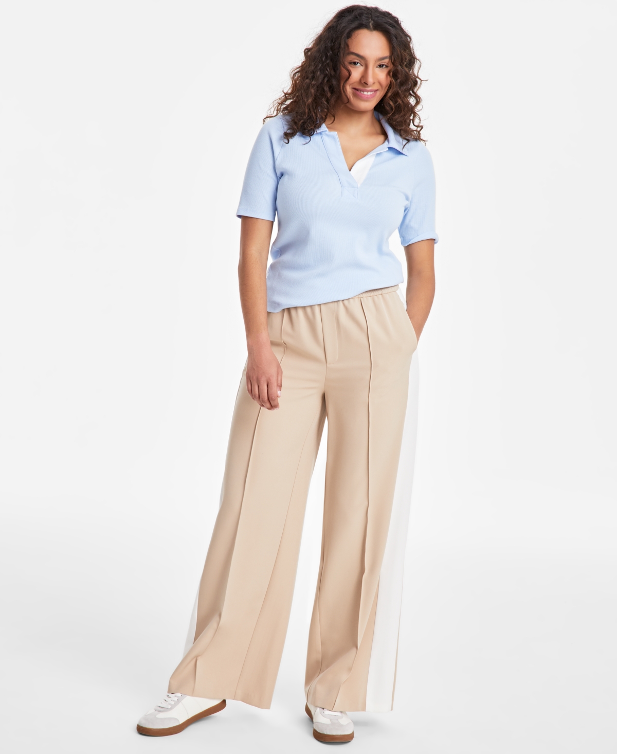 Women's Mid-Rise Side-Stripe Wide-Leg Pants - Intrepid Blue