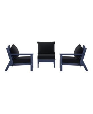 Outdoor Patio HDPE Navy Blue Sectional Sofa with Patio Cushions