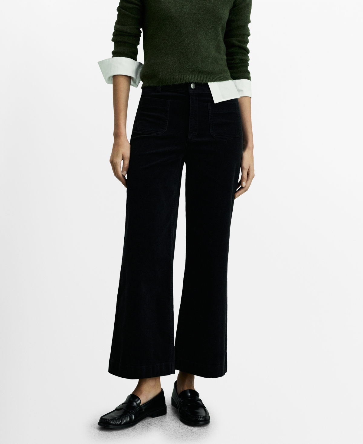Mango Women's Catherin Culotte Corduroy Jeans - Black