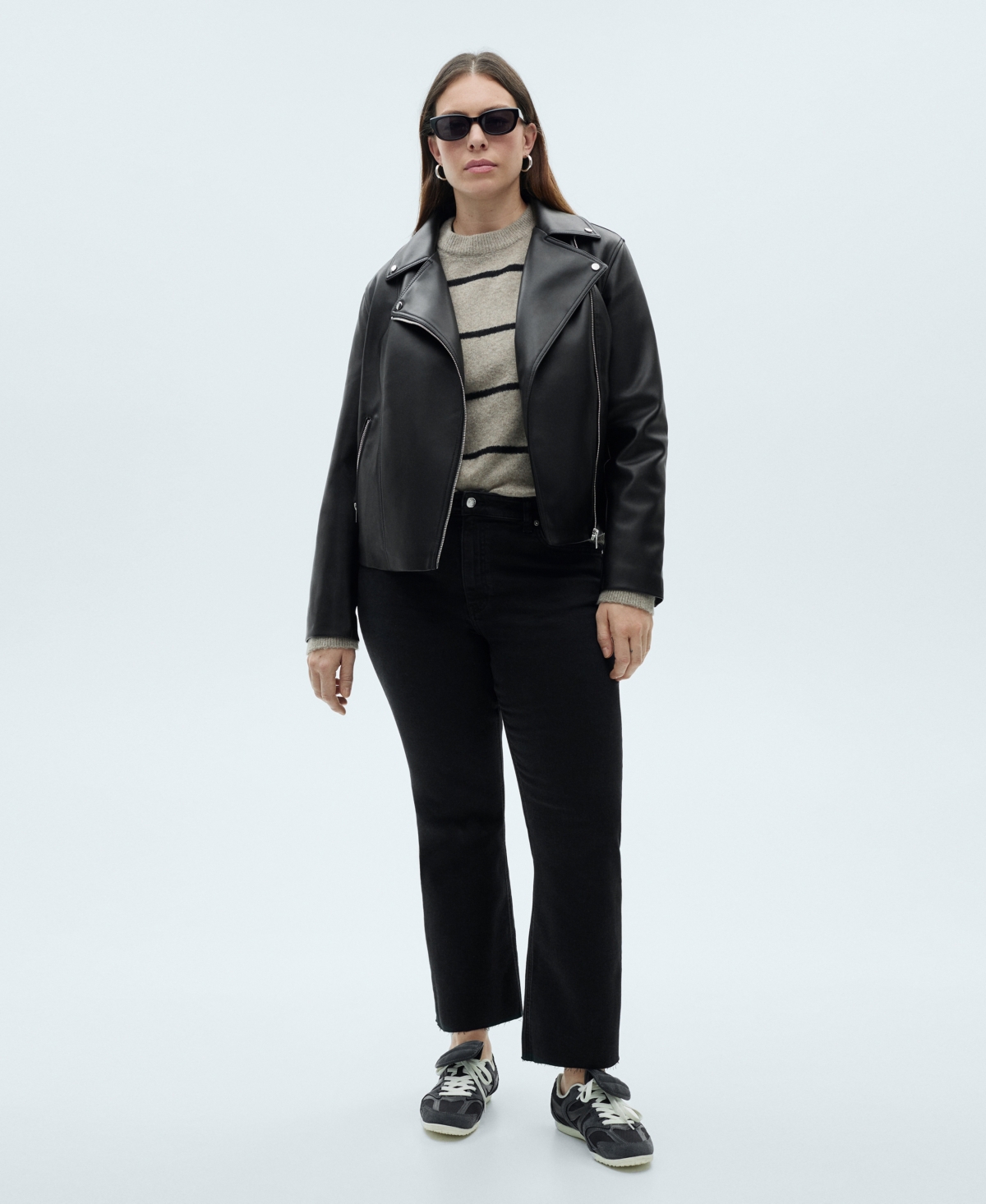 Shop Mango Women's Crop Flared Jeans In Black Denim