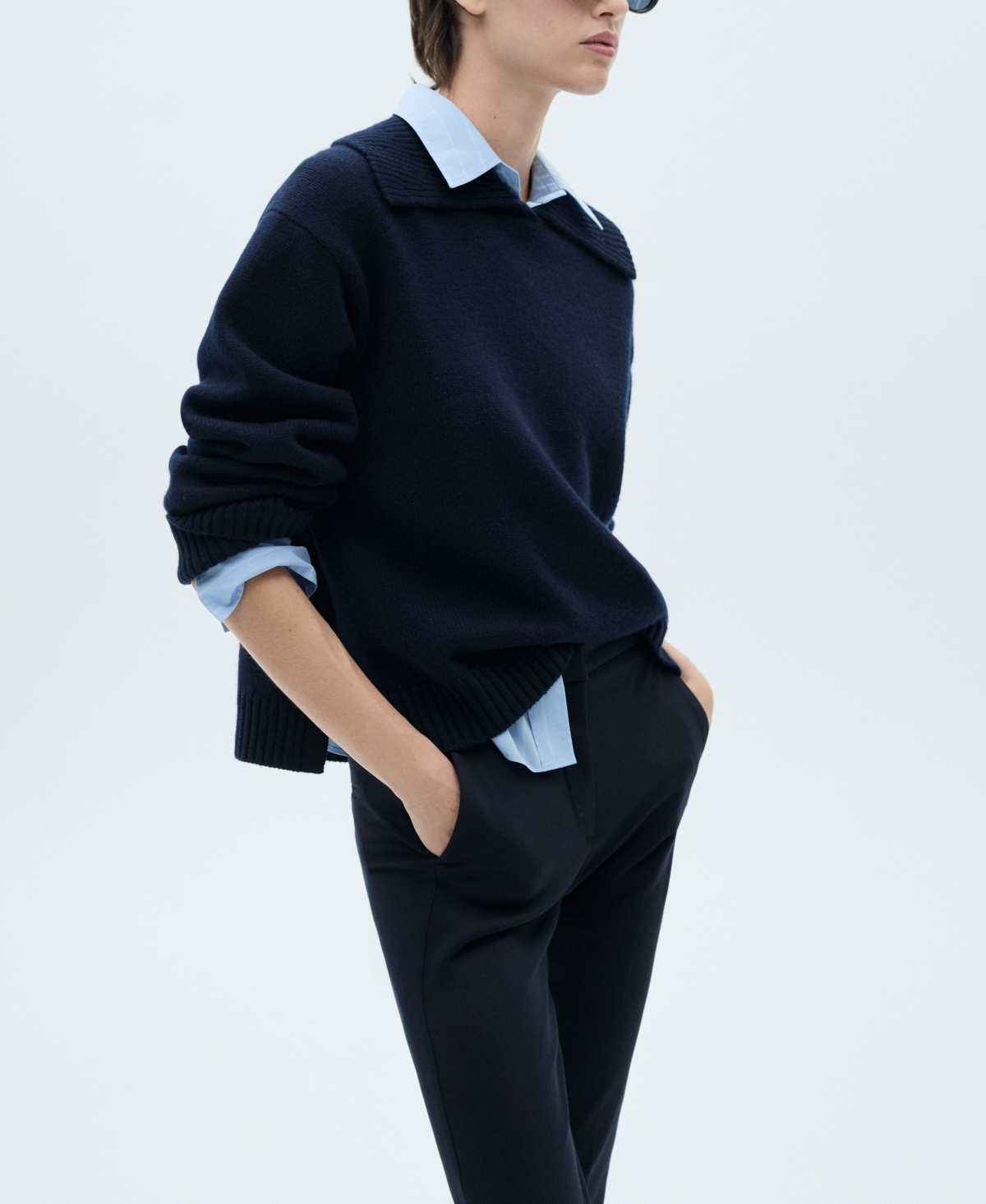 Mango Crop Skinny Pants In Dark Navy