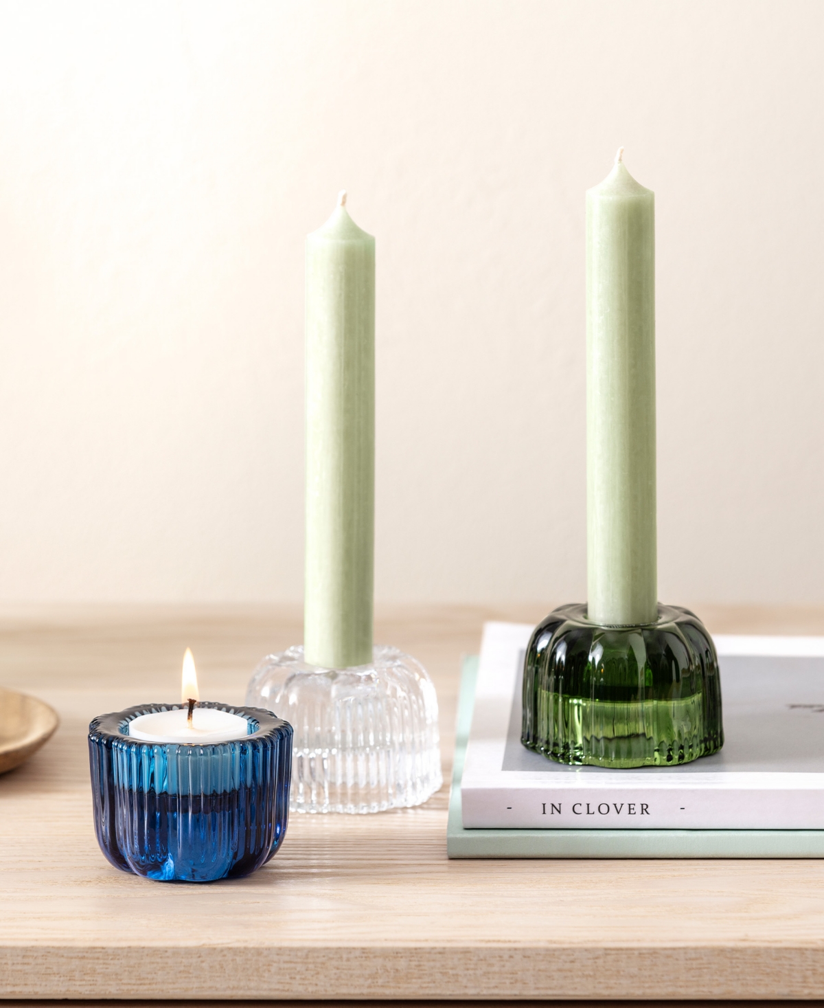 Villeroy & Boch Fleur Muli Functional Votive & Taper Candleholder In Olive Green