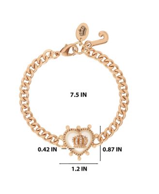 Gold-Tone Chain Bracelet with Crown Heart Charm