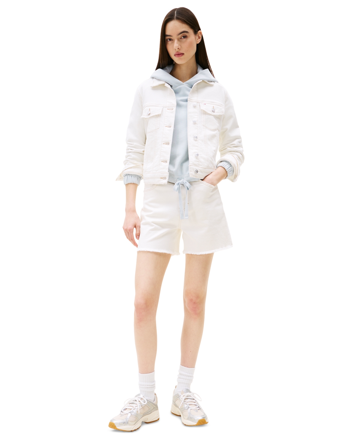 Shop Tommy Jeans Women's Denim High-rise Mom Shorts In Denim White