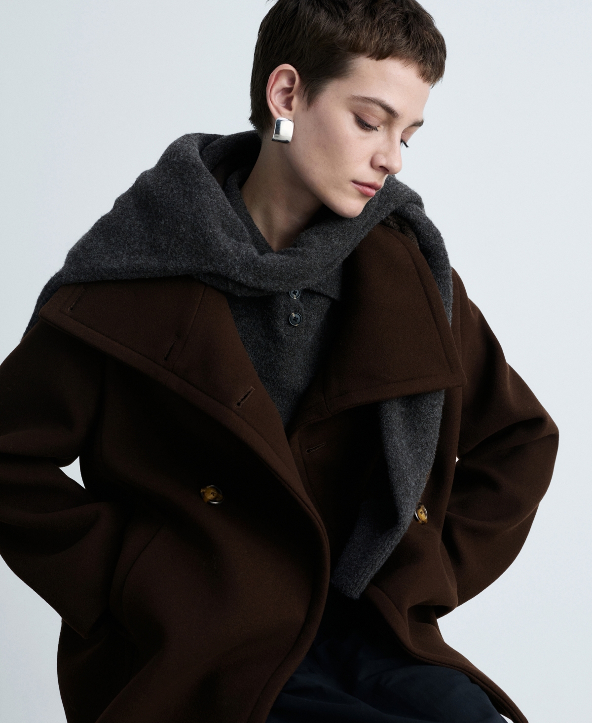 Mango Women's Double-breasted Wool Coat In Chocolate
