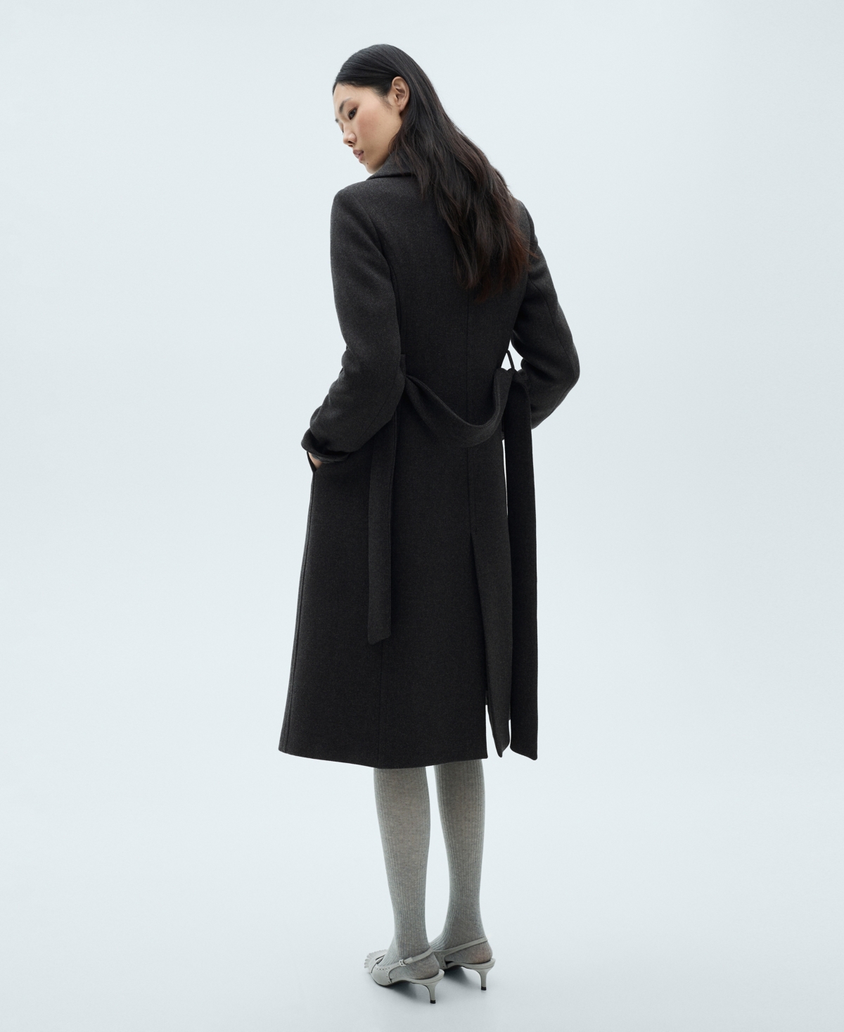 Mango Women's Belted Woolen Coat In Gray