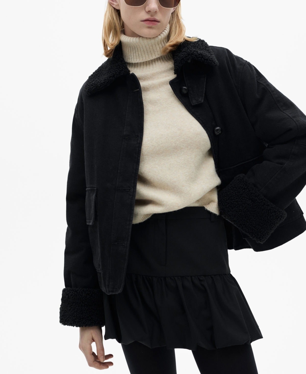 MANGO WOMEN'S SHEARLING-LINED JACKET 