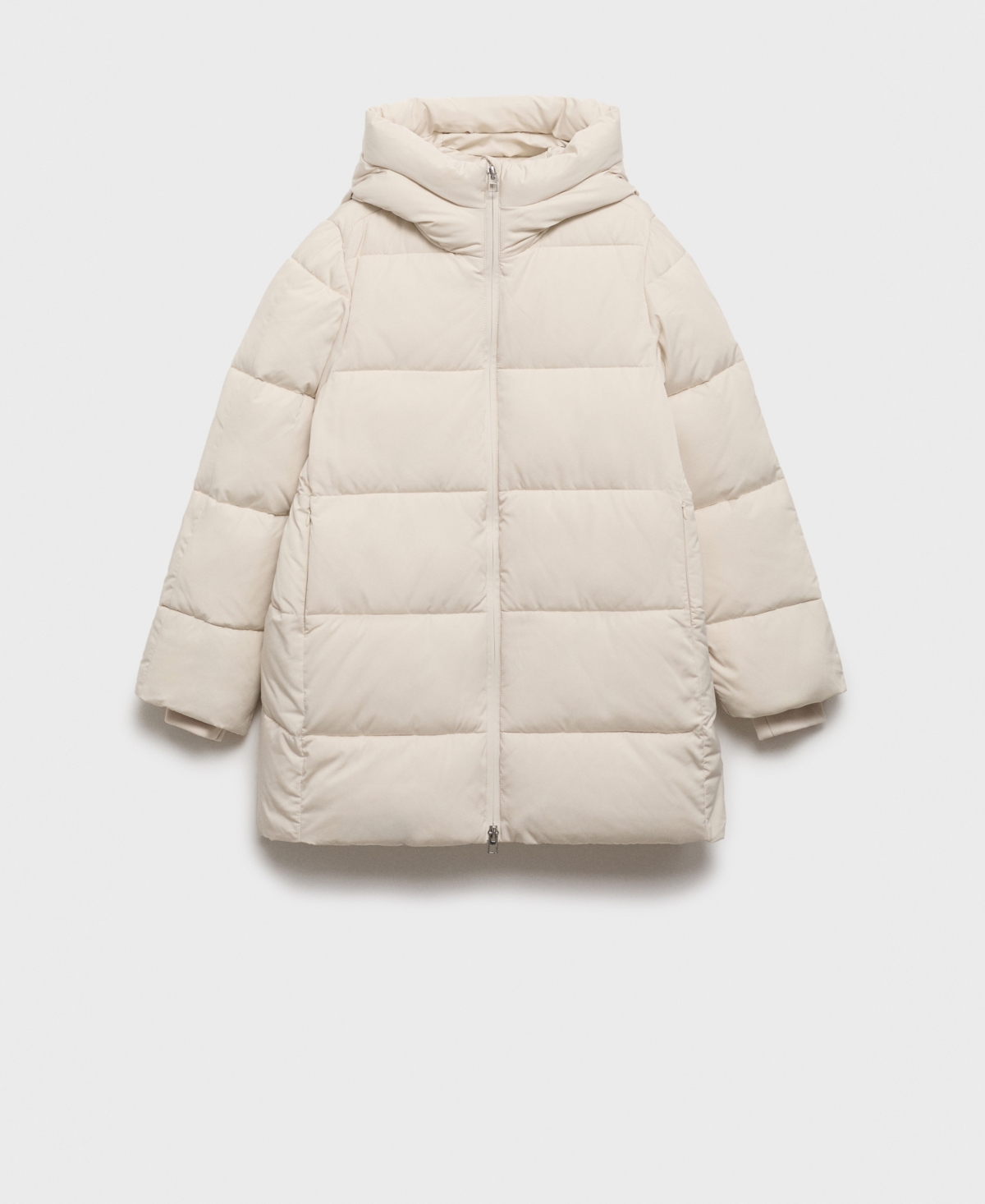 Shop Mango Women's Hood Quilted Coat In Ecru