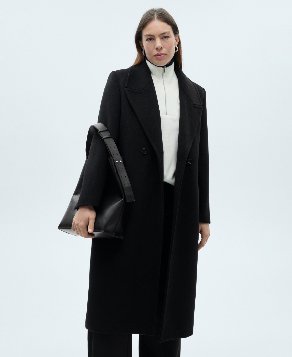 Mango Women's Lapels Wool Coat In Black