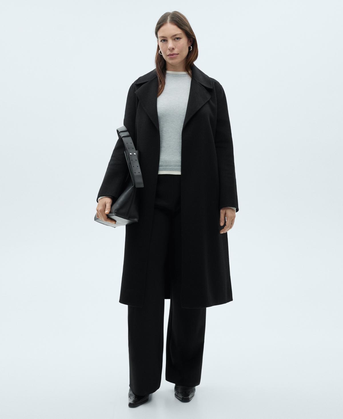Mango Women's Belt Handmade Coat In Black