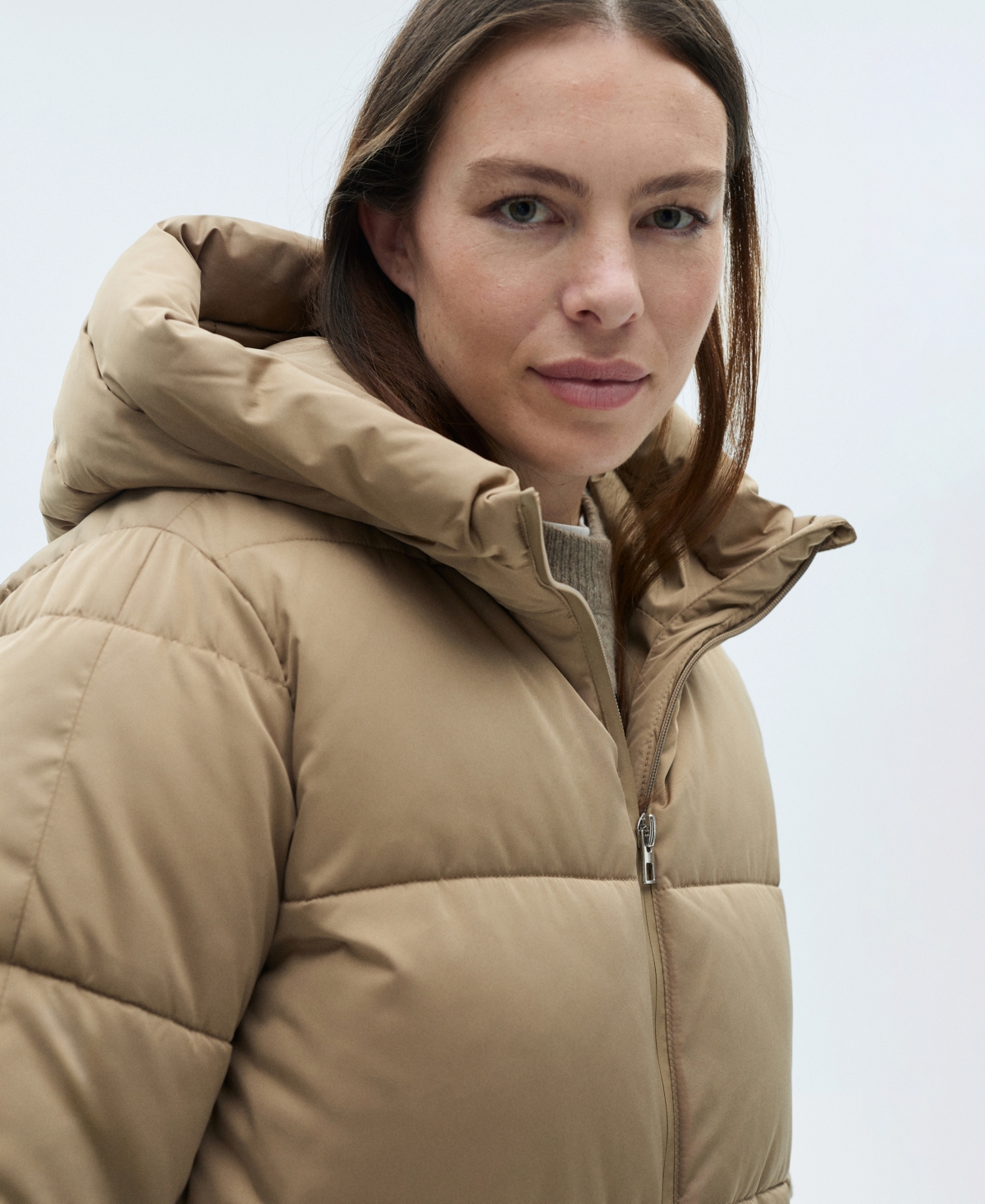 Shop Mango Women's Hood Quilted Coat In Beige