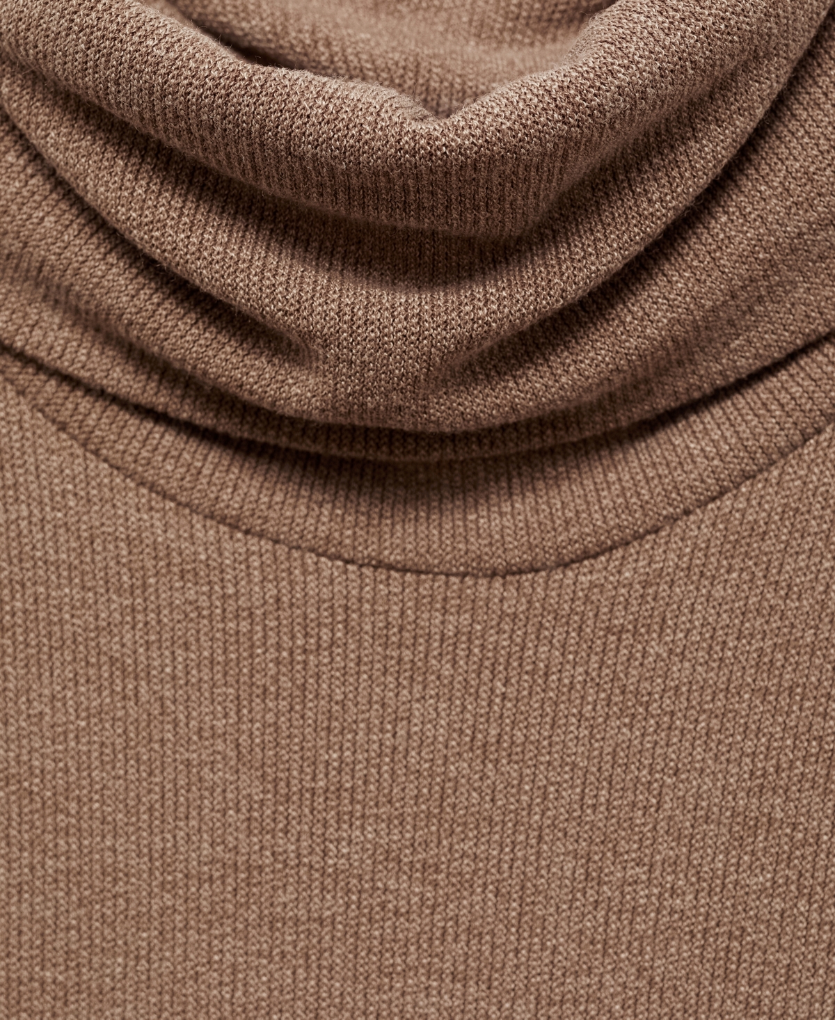 Shop Mango Women's Knitted Turtleneck Dress In Brown