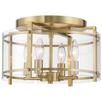 Raye 13 3/4" Modern Semi Flush-Mount Ceiling Light Fixture Kitchen Foyer Drum 4-Light Soft Gold Finish Glass