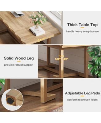 1-Pc Engineered Wood Thick Desktop Executive Desk with Solid Wood Legs