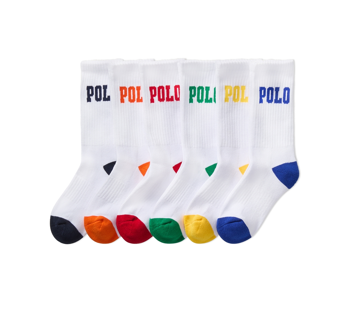 Polo Ralph Lauren Little & Big Boys Performance Polo Logo Cushioned Crew Socks, 6-pack In White