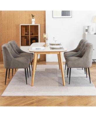 Modern Upholstered Dining Chairs Set of 4, Mid Century Kitchen Side Chairs with 5.12” Cushions and Back Pull Rod for Kitchen, Living Room