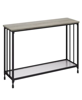 41.5 Inch Narrow Console Table, 2-Tier Entryway Table with Glass Shelf and Metal Frame, Industrial Hallway Table for Living Room Bedroom Foyer