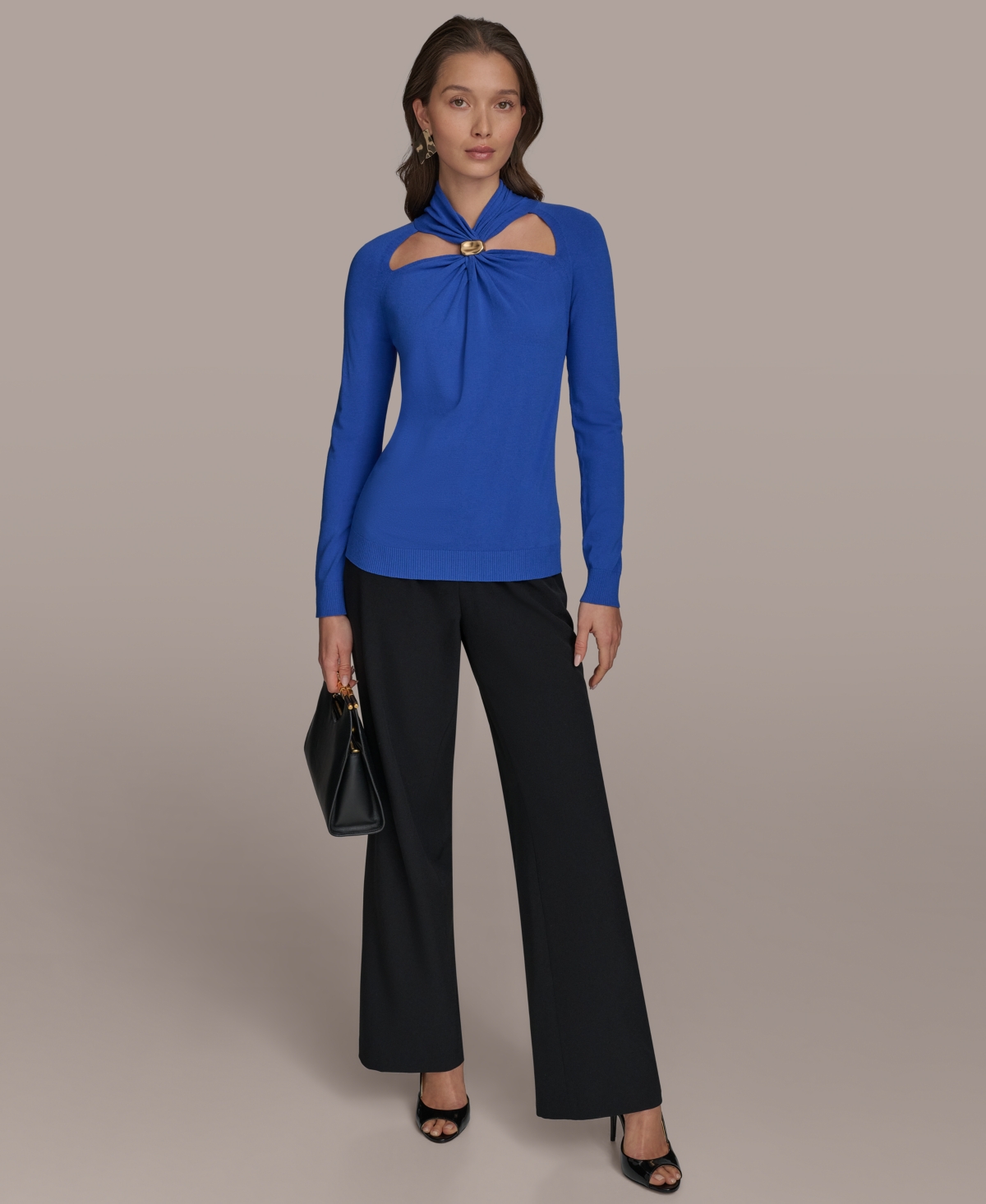 Shop Donna Karan Women's Cutout Long-sleeve Sweater In Marbella
