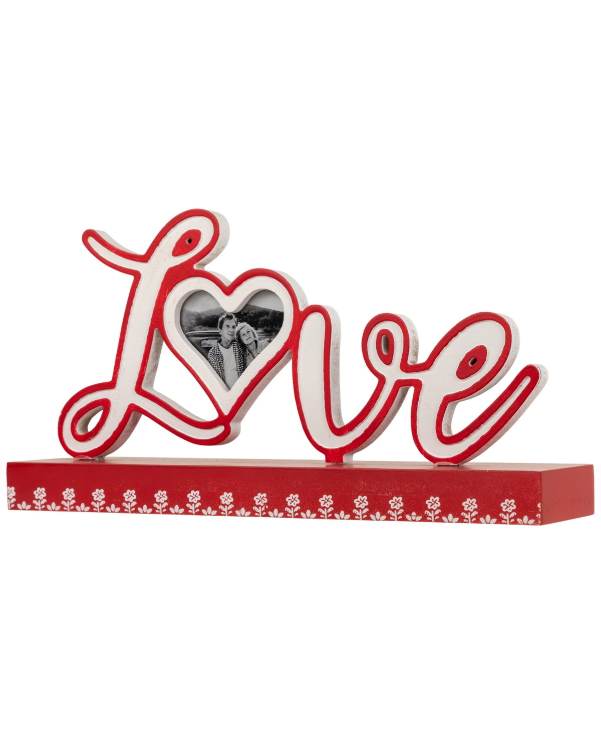 Northlight Heart And Floral "love" Valentine's Day Photo Frame, 6.25" X 12" In Red
