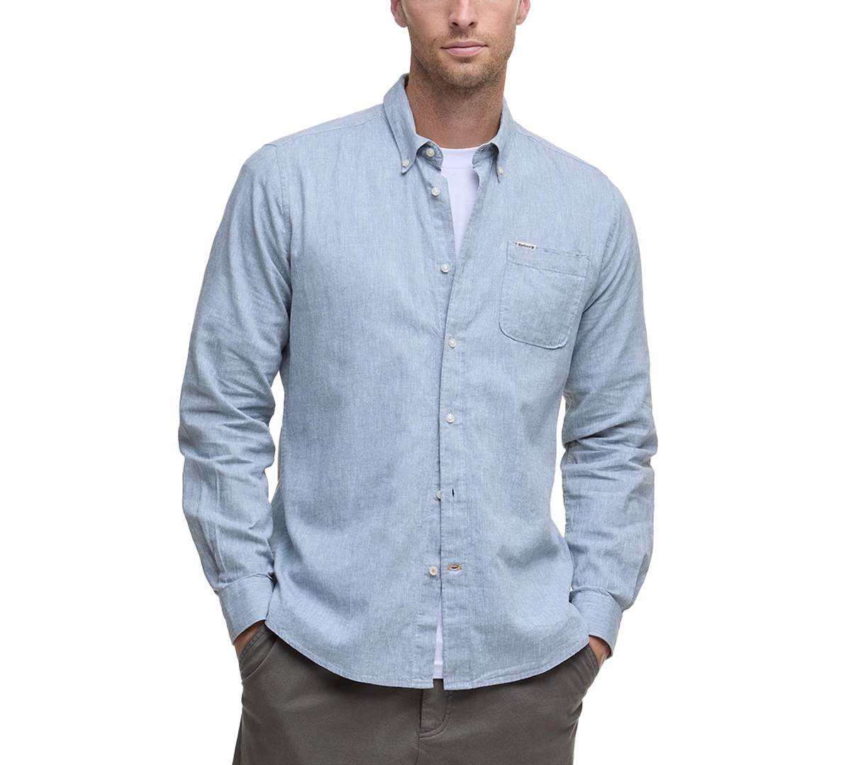 Men's Nelson Linen Tailored-Fit Solid Button-Down Shirt - Lead