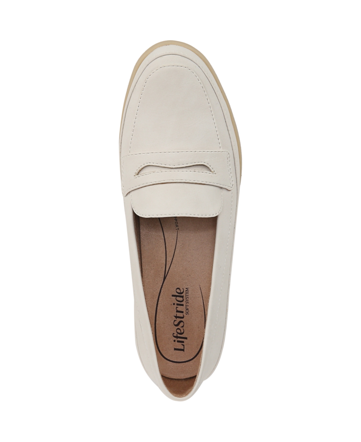 Shop Lifestride Women's Malta Round Toe Penny Loafers In Cloud White Faux Leather