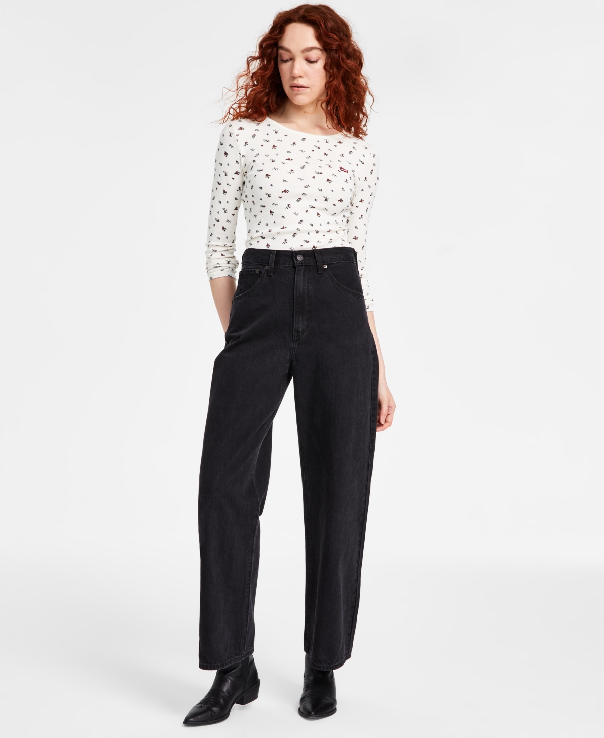 Levi's Women's Cinch-waist Lightweight Baggy Jeans In Capturing Moments