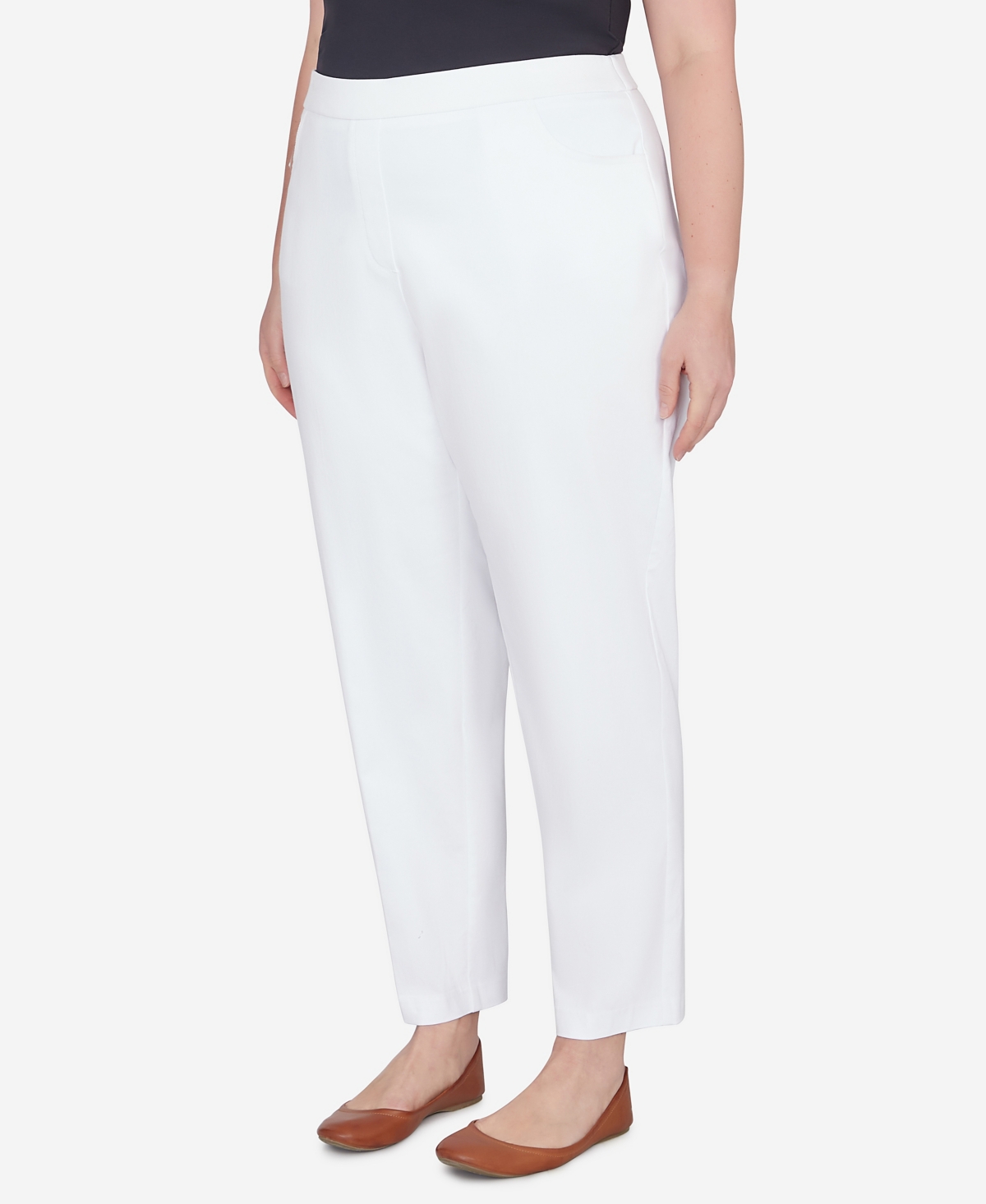 Alfred Dunner Plus Size Classic Allure Fit With Elastic Comfort Waistband Pants In Pure White