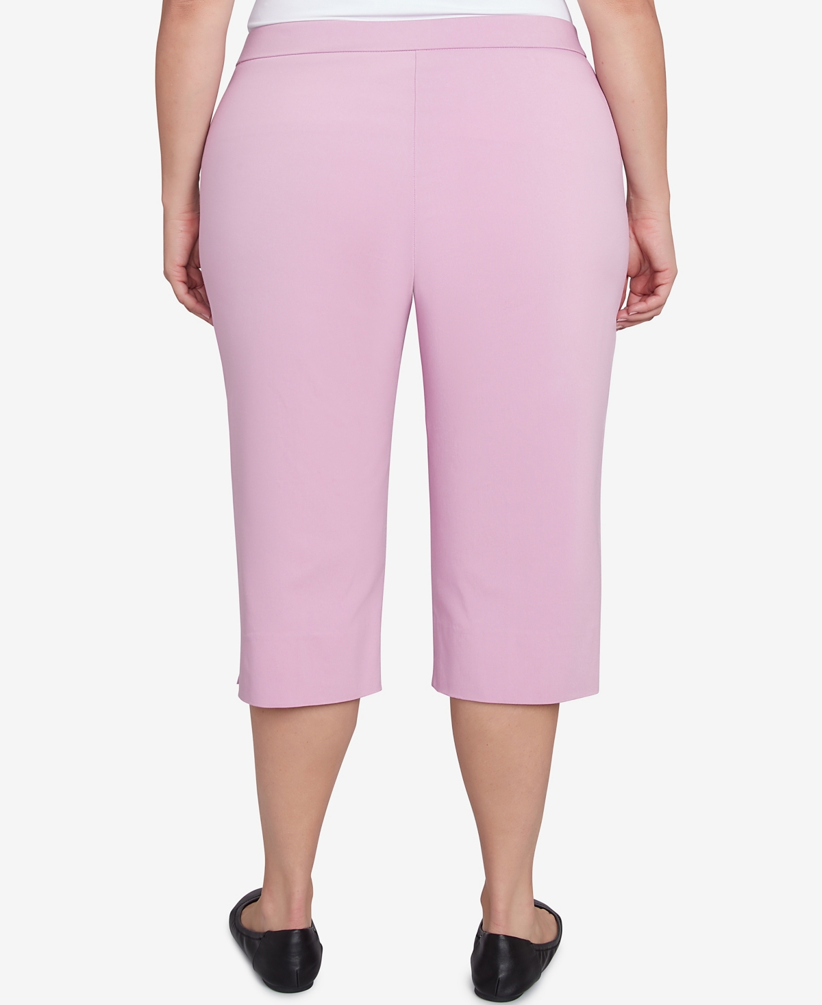 Alfred Dunner Plus Size Classic Flat Front Allure Clamdigger Pants In Peony
