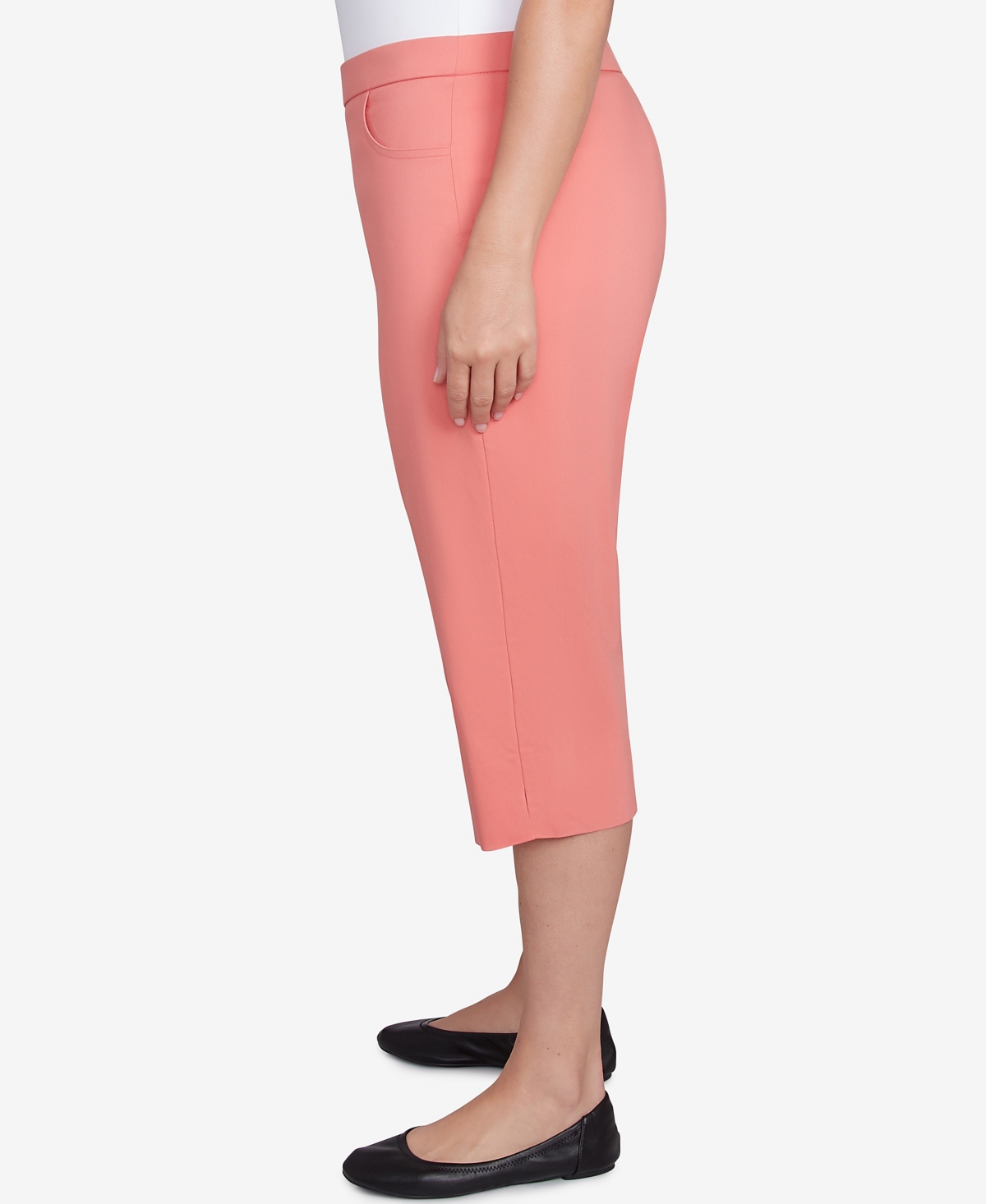 Alfred Dunner Plus Size Classic Flat Front Allure Clamdigger Pants In Coral