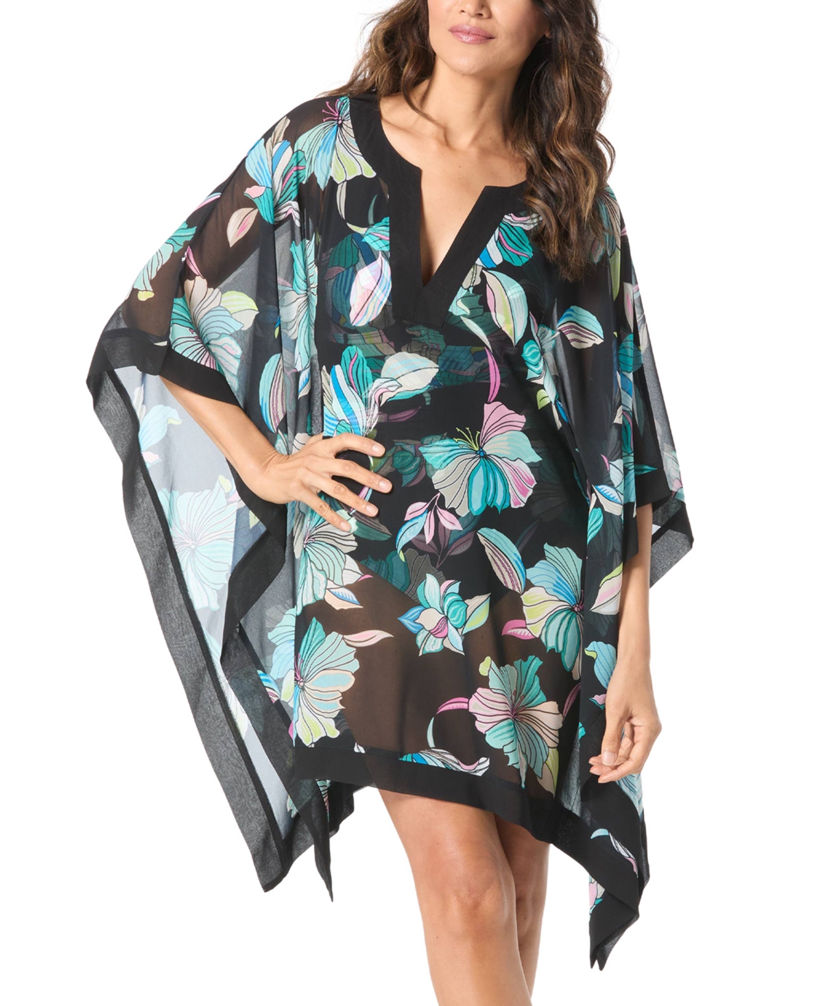 Coco Reef Women's Contours Grand Chiffon Caftan In Black Multi