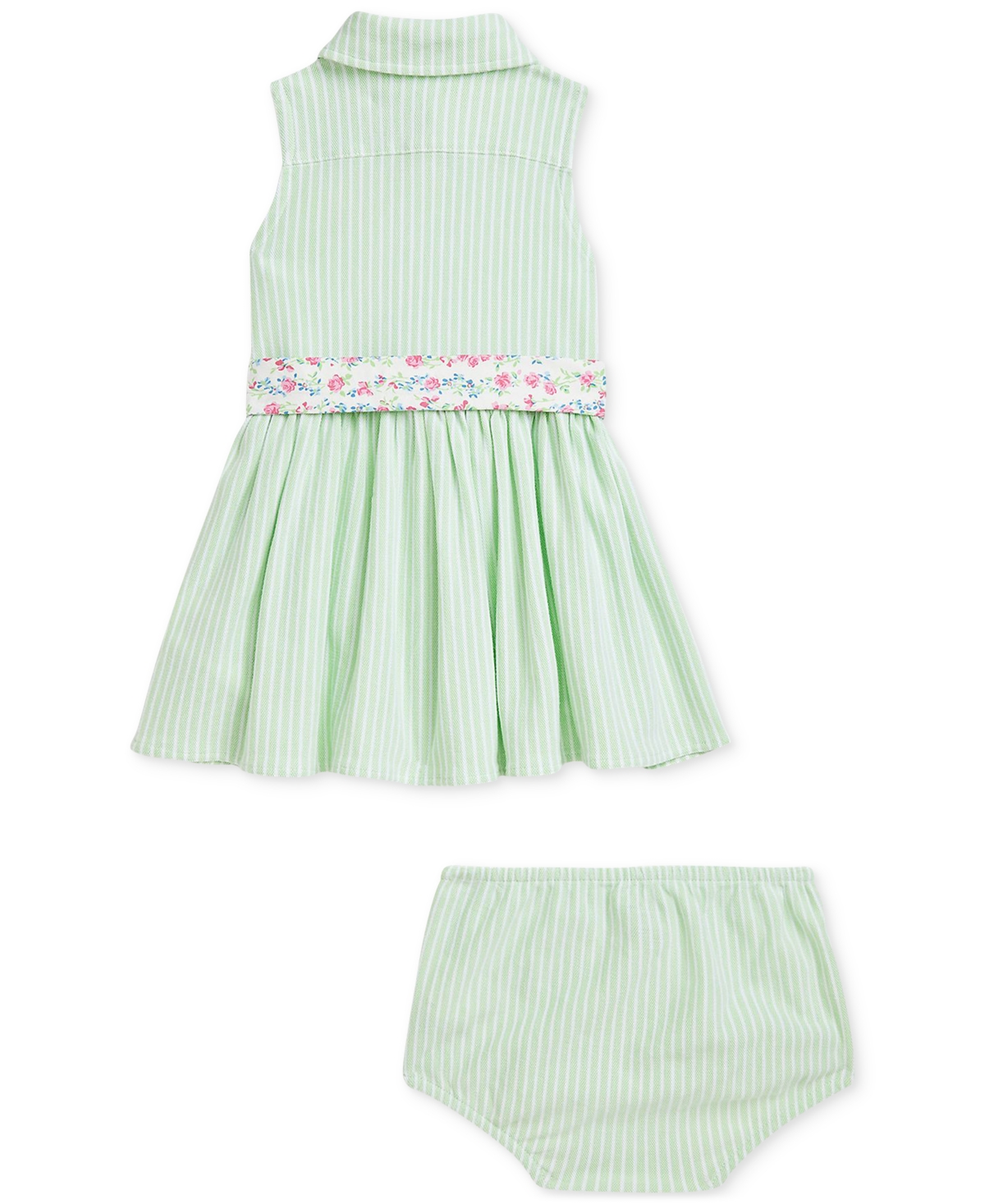 Polo Ralph Lauren Striped Knit Oxford Shirtdress & Bloomer In Green