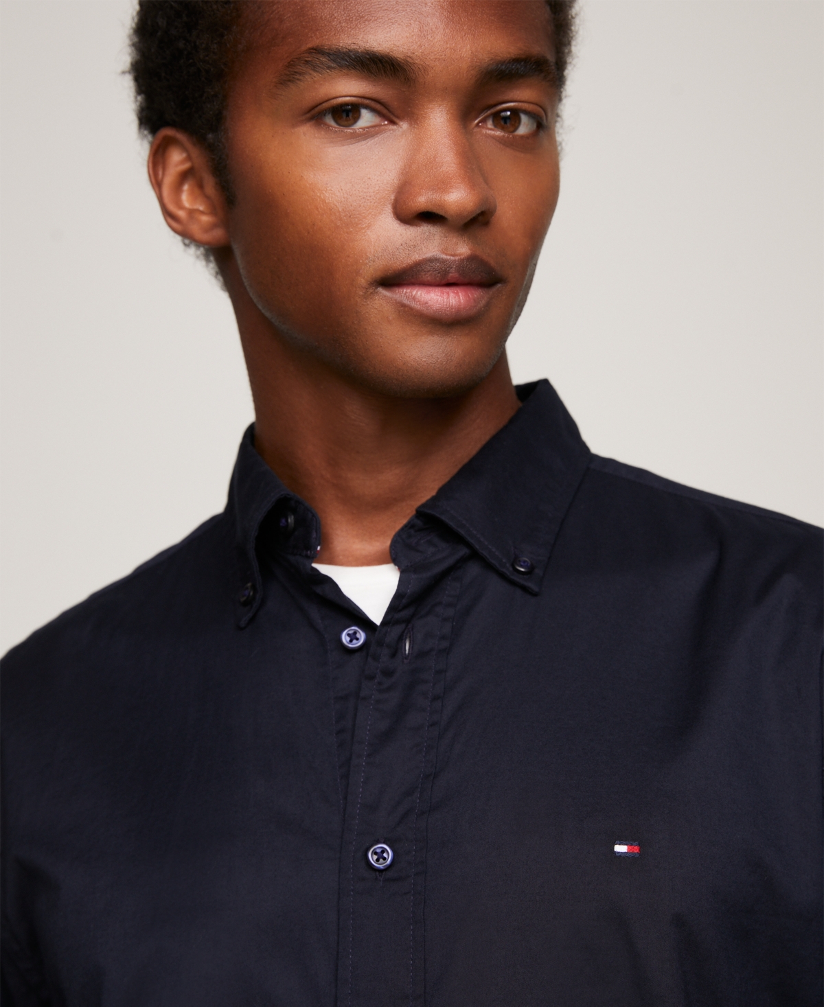 Tommy Hilfiger Men's Regular-fit Stretch Poplin Button-down Shirt In Desert Sky