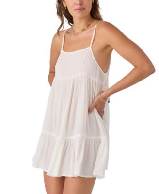 Juniors' Saltwater Solids Rilee Crinkle Cover-Up Mini Dress