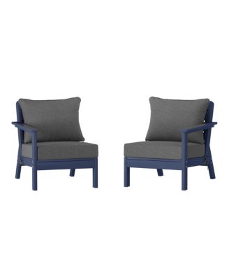 Outdoor Patio HDPE Navy Blue Loveseat Sofa with Patio Cushions