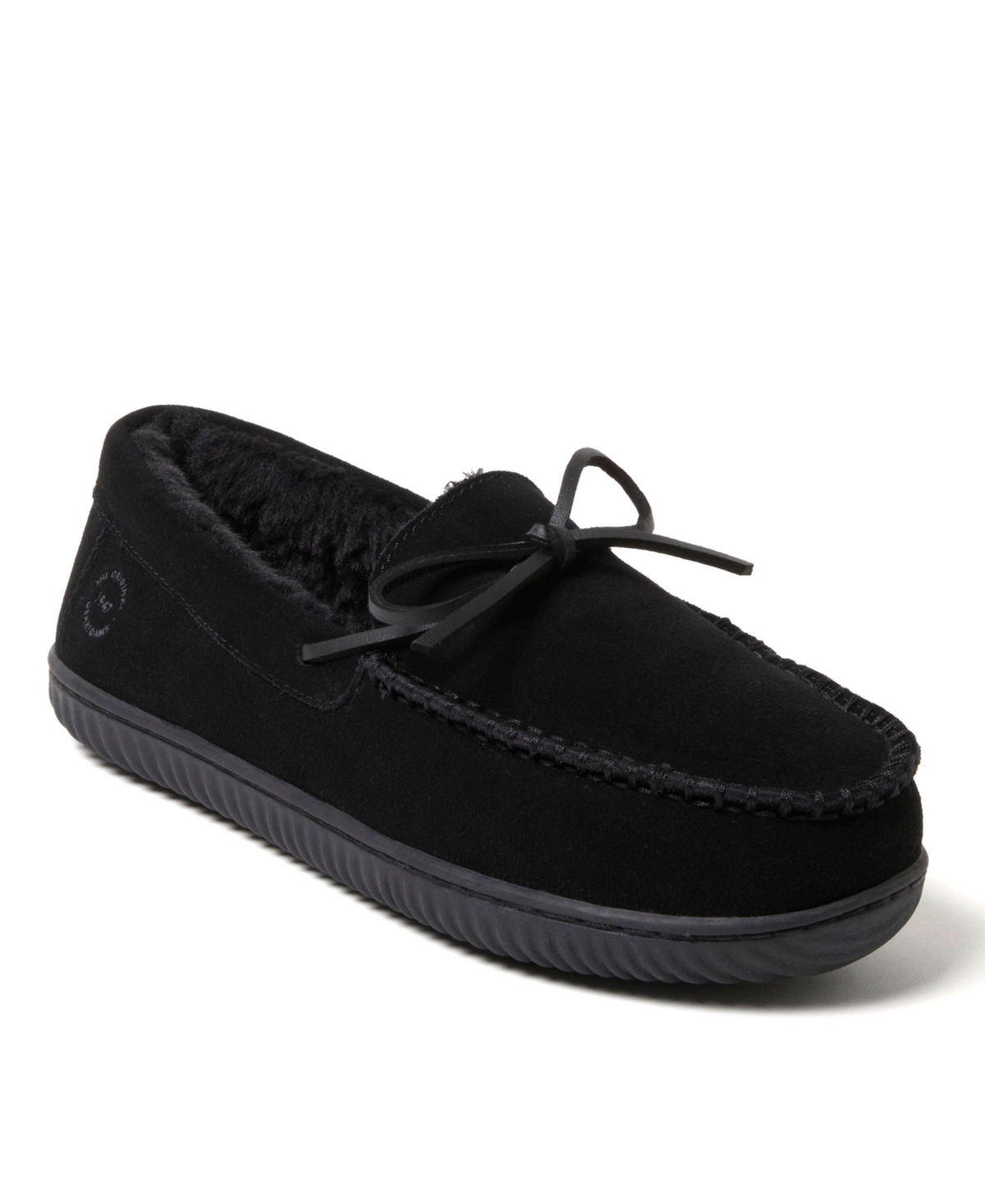 Men's Douglas Genuine Suede Moccasin House Shoe Slipper - Black