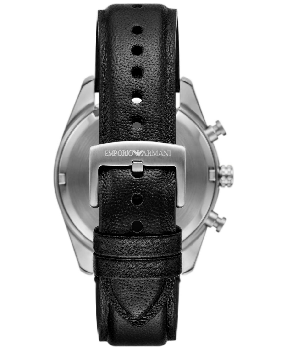 Emporio Armani Men's Chronograph Black Leather Strap Watch 42mm In Black