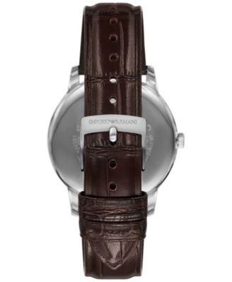 Men's Brown Leather Strap Watch 39mm