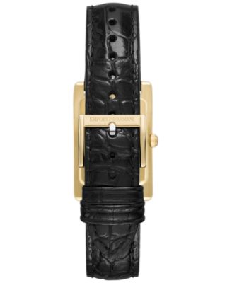 Women's Black Leather Strap Watch 25mm