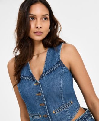 Levi's Premium Women's Braided-Trim Button-Front Denim Vest
