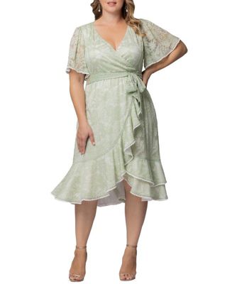 Plus Size Palermo Lace Faux Wrap Cocktail Dress