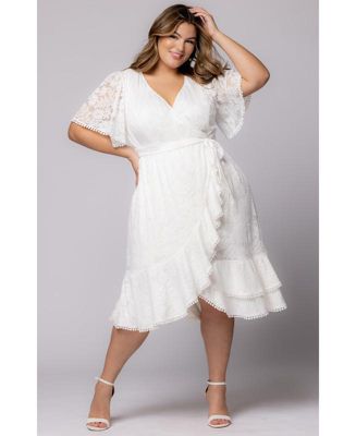 Plus Size Palermo Lace Faux Wrap Cocktail Dress