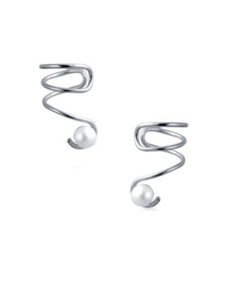 Plated Sterling Ear Cuff Cartilage with Freshwater Pearl Spiral
