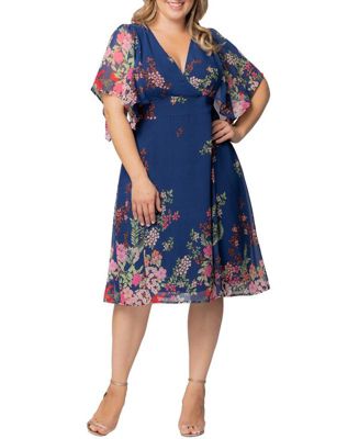 Plus Size Breezy Border Print Cocktail Dress