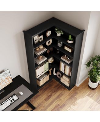 Corner Bookshelf 72.8in Farmhouse Bookcase Large Bookshelf